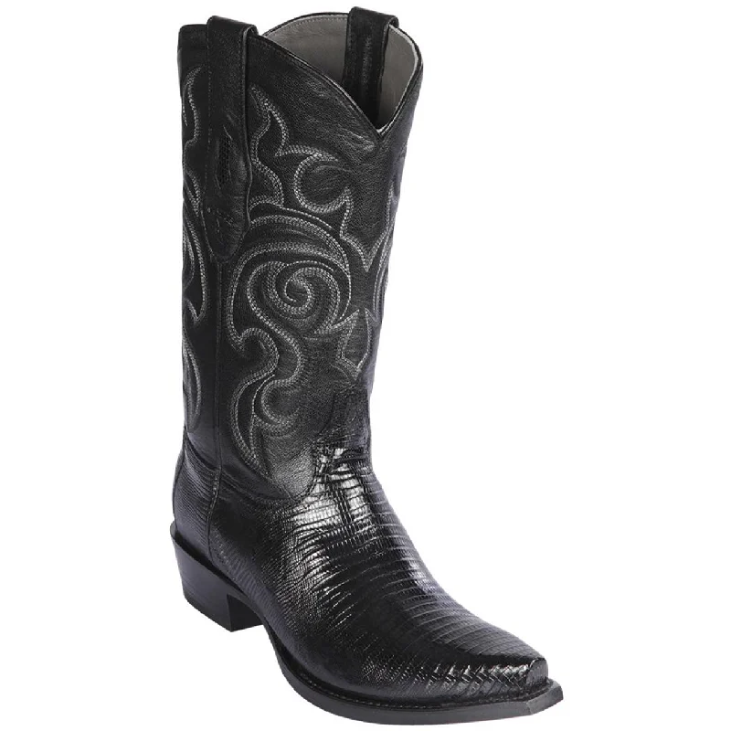 Men's cowboy boots with a decorative inlayBlack Lizard Cowboy Boots Snip Toe