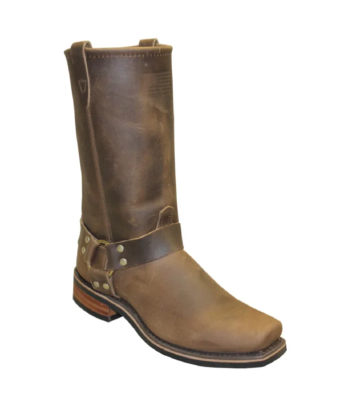 Men's cowboy boots with a leather sole for a classic lookSage Mens 12in Harness Snoot Toe Brown Cowhide Cowboy Boots