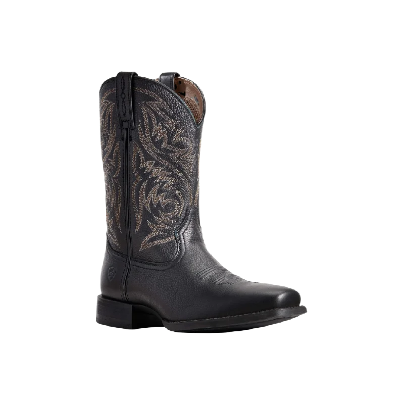 Men's cowboy boots with a scalloped edgeAriat Men's Black Sport Herdsman Boots