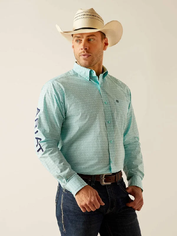 Men's western boots with a high - quality leather upper and a suede liningAriat 10048394 Mens Team Gian Classic Fit Shirt Light Aqua