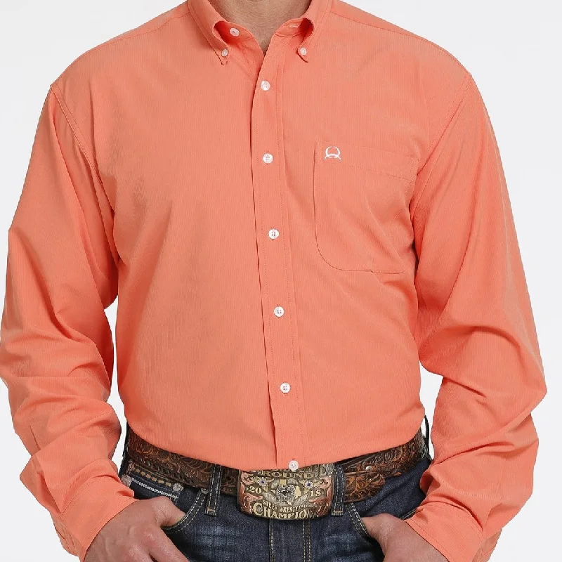 Men's western boots with a leather - wrapped heel and a smooth finishCinch Men's Classic Fit Arenaflex Coral Long Sleeve Western Shirt