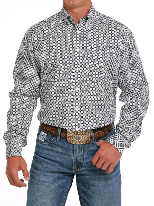 Men's western boots with a leather - wrapped heel and a smooth finishCinch MTW1105633 Mens Geometric Print Button Down Western Shirt White Purple