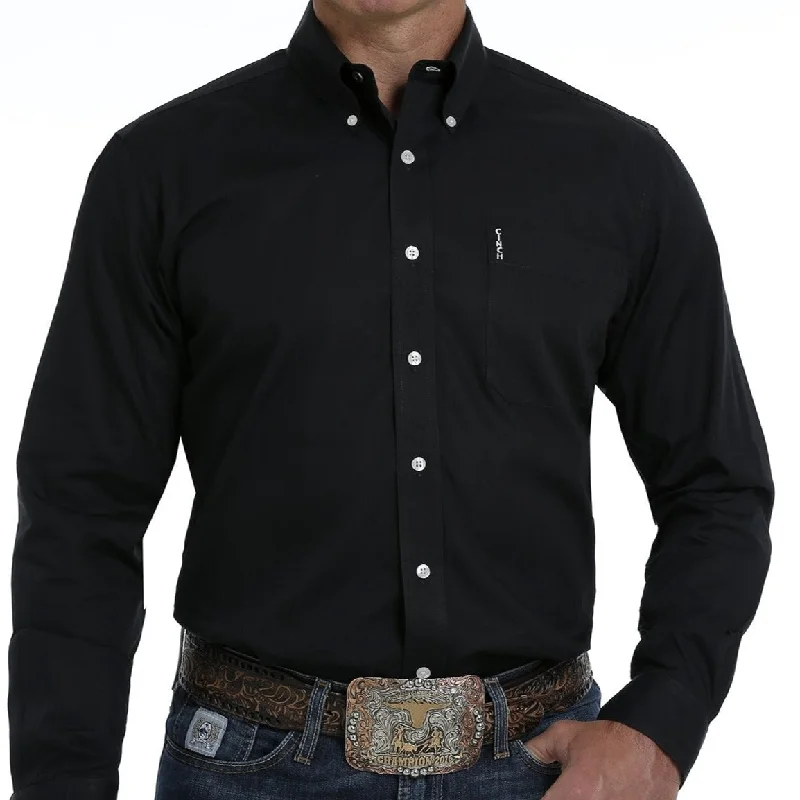 Men's western boots with a decorative concho belt and buckleCinch Men's L/S Modern Fit Solid Black Western Button Down Shirt