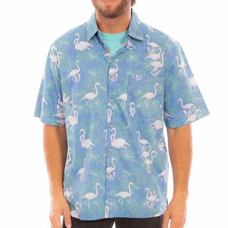 Men's western boots with a scalloped edge and a pull - on strapScully Men's Flamingo Hawaiian Short Sleeve Button Down