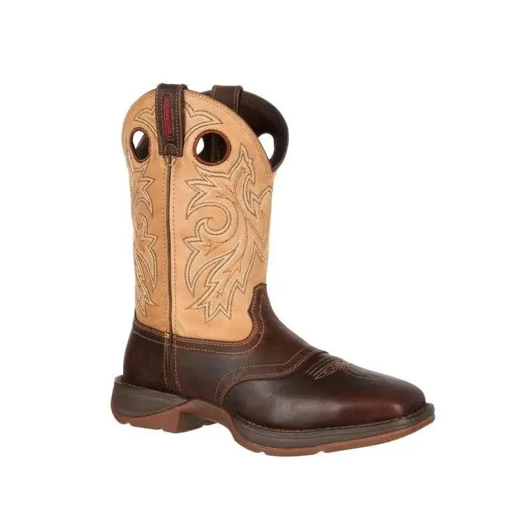 Men's western boots with a decorative inlay on the toe and heelDurango Rebel Mens Square Toe Western Pull-Up Boot DB4442