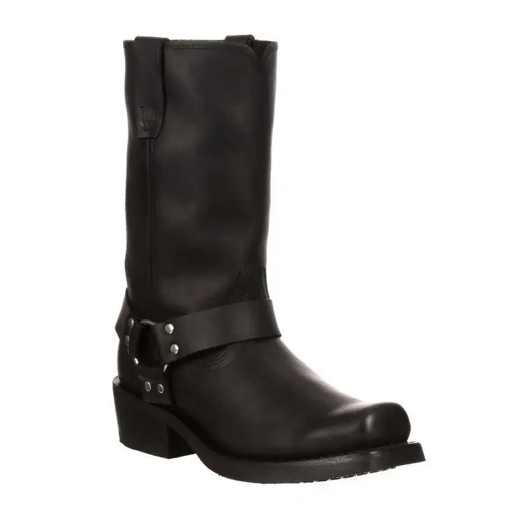 Men's western boots with a high - heeled design and a pointed toeDURANGO MENS BLACK HARNESS BOOT DB510