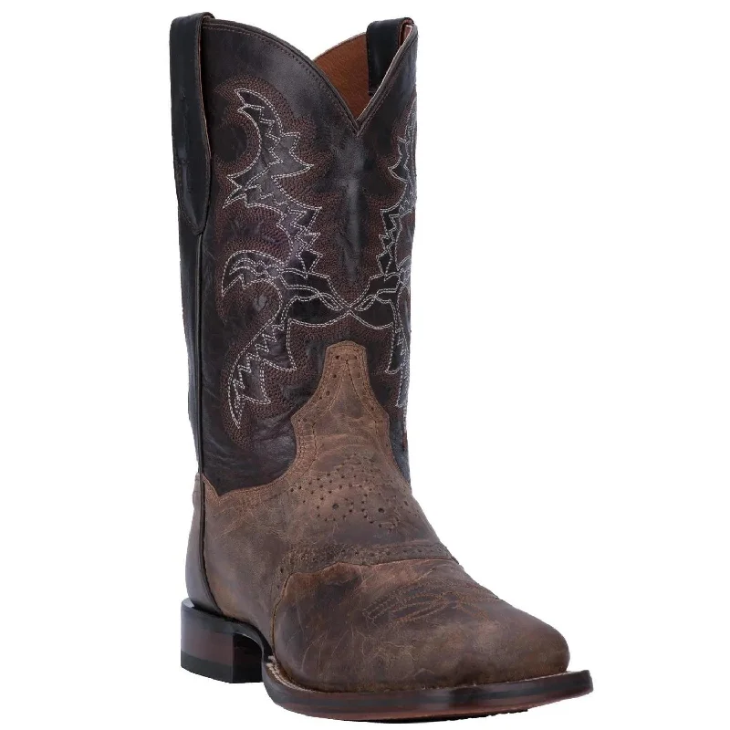 Men's western boots with a silver - toned hardware and accentsDan Post Men’s Franklin Sand Dark Chocolate Leather Boot DP2815