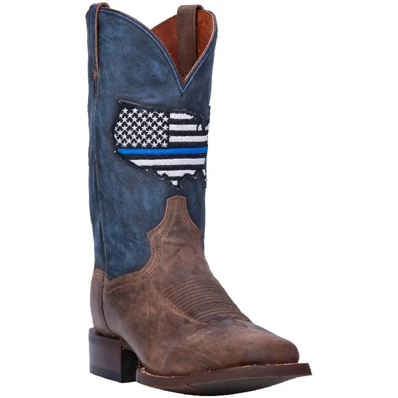 Vintage - style men's western boots with a square toe and spur ledgeDan Post Men’s Thin Blue Line Square Toe Boot DP4515