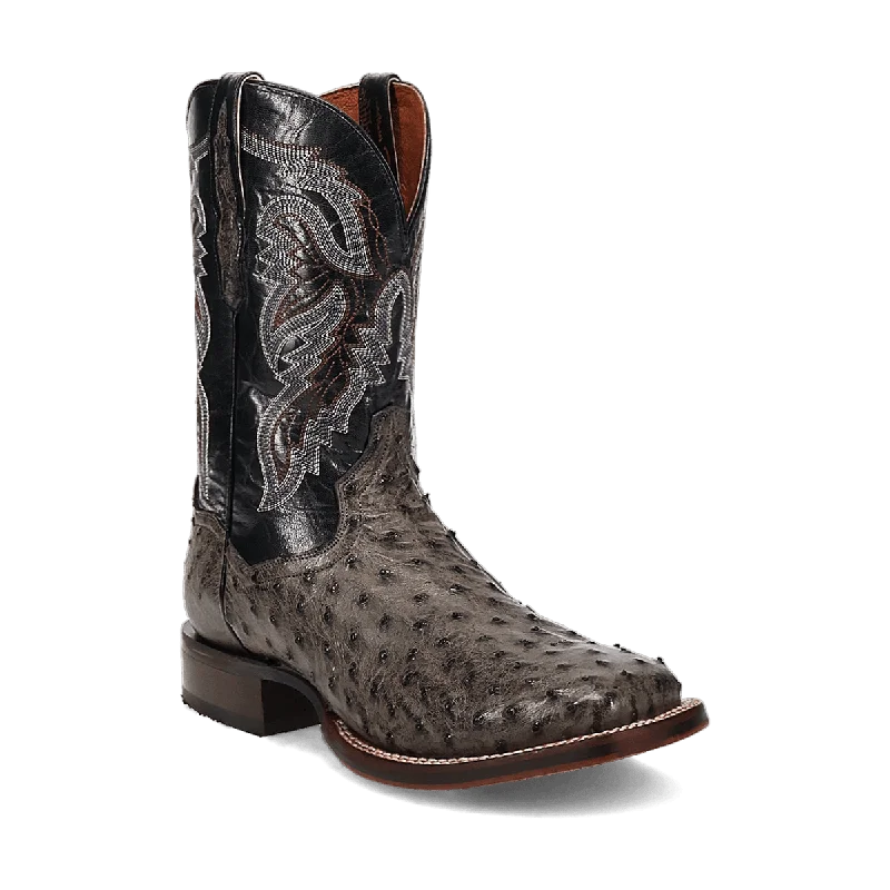 Men's western boots with a silver - toned hardware and accentsDan Post Men's Alamosa Full Quill Ostrich Boot DP5013