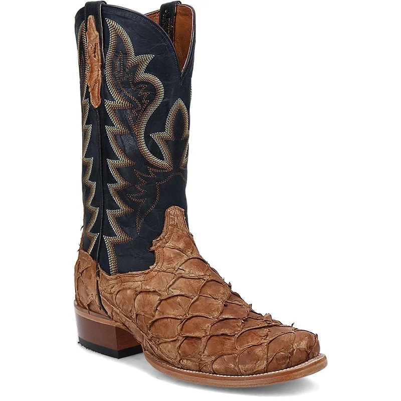 Men's western boots with a concho - studded strap and a pointed toeDan Post Men's Riggs Pirarucu Boot DP5021