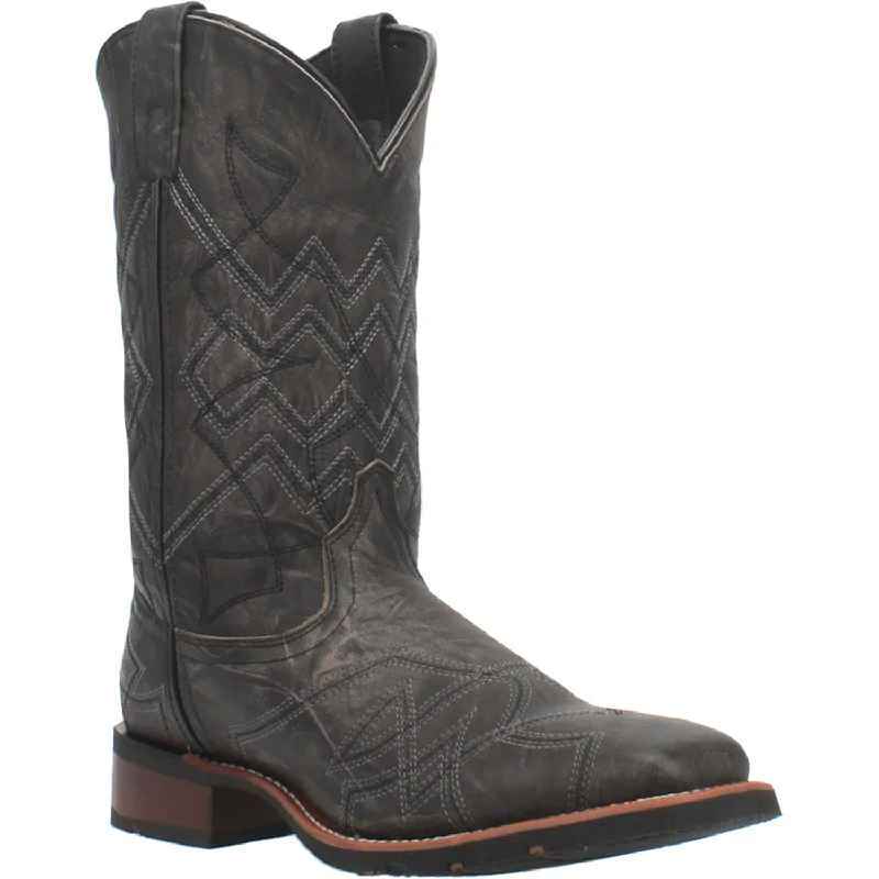 Men's western boots with a high - heeled design and a pointed toeLaredo Men's Axel Black Leather Boot 7927