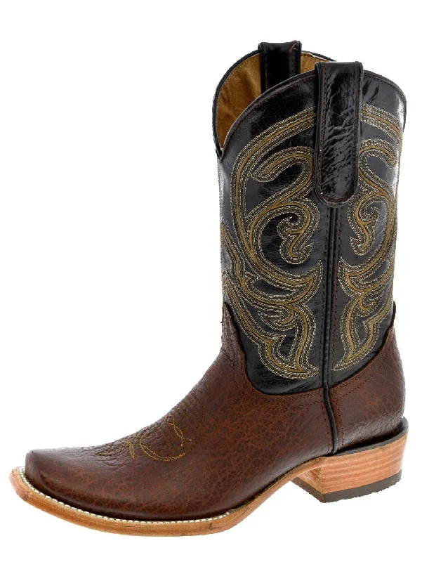 Western - style men's cowboy boots with intricate stitchingMens Dakota Chedron Leather Cowboy Boots - Dubai Toe