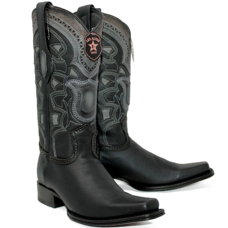 Men's western boots with a suede shaft and a leather soleMen's Los Altos Genuine Leather European Square Toe Boot 762705