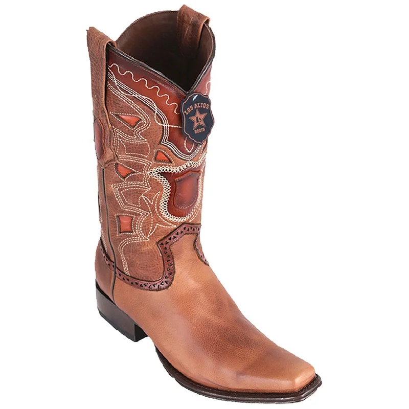 Men's western boots with a scalloped edge and a pull - on strapMen's Los Altos Genuine Leather European Square Toe Boot 769951