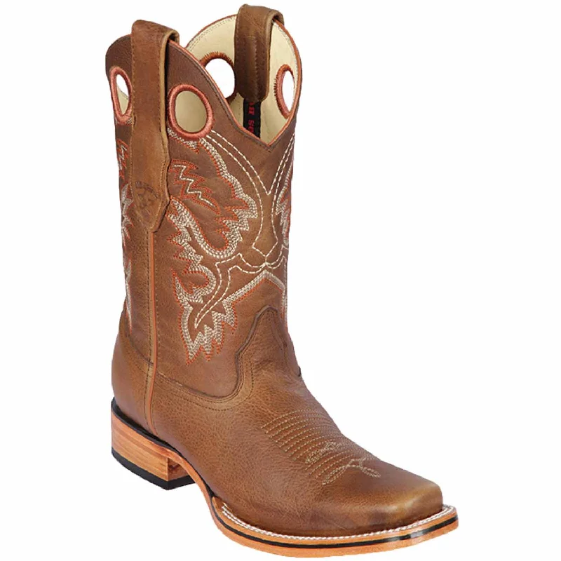 Men's western boots with a suede shaft and a leather soleMen's Los Altos Genuine Leather Rodeo Square Toe Boots 8129951