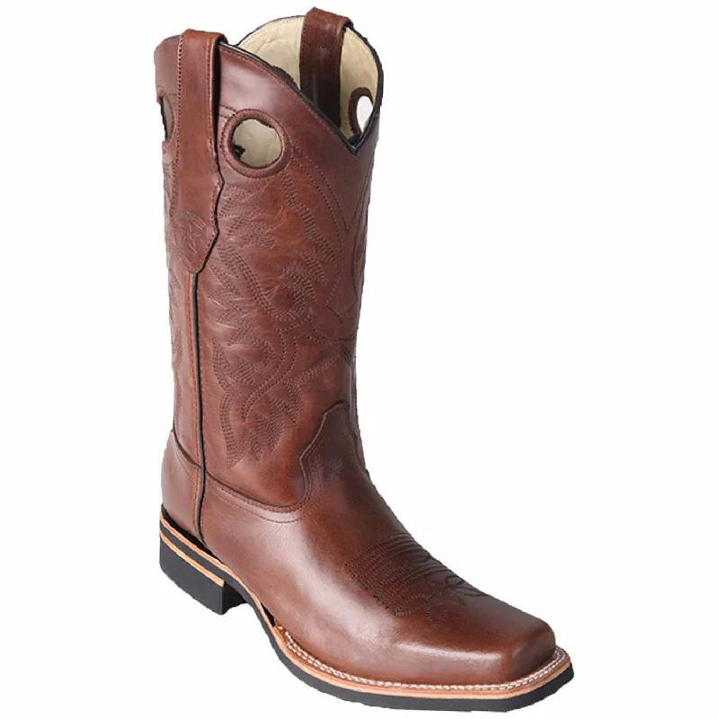 Men's western boots with a leather - wrapped heel and a smooth finishMen's Los Altos Genuine Leather Rodeo Square Toe Boots 8133807