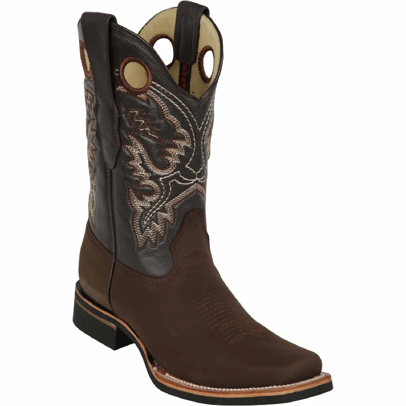 Men's western boots with a high - quality leather upper and a suede liningMen's Los Altos Genuine Leather Rodeo Square Toe Boots 8136207