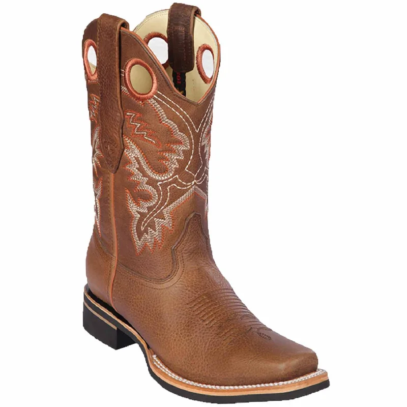 Men's western boots with a decorative inlay on the toe and heelMen's Los Altos Genuine Leather Rodeo Square Toe Boots 8139951