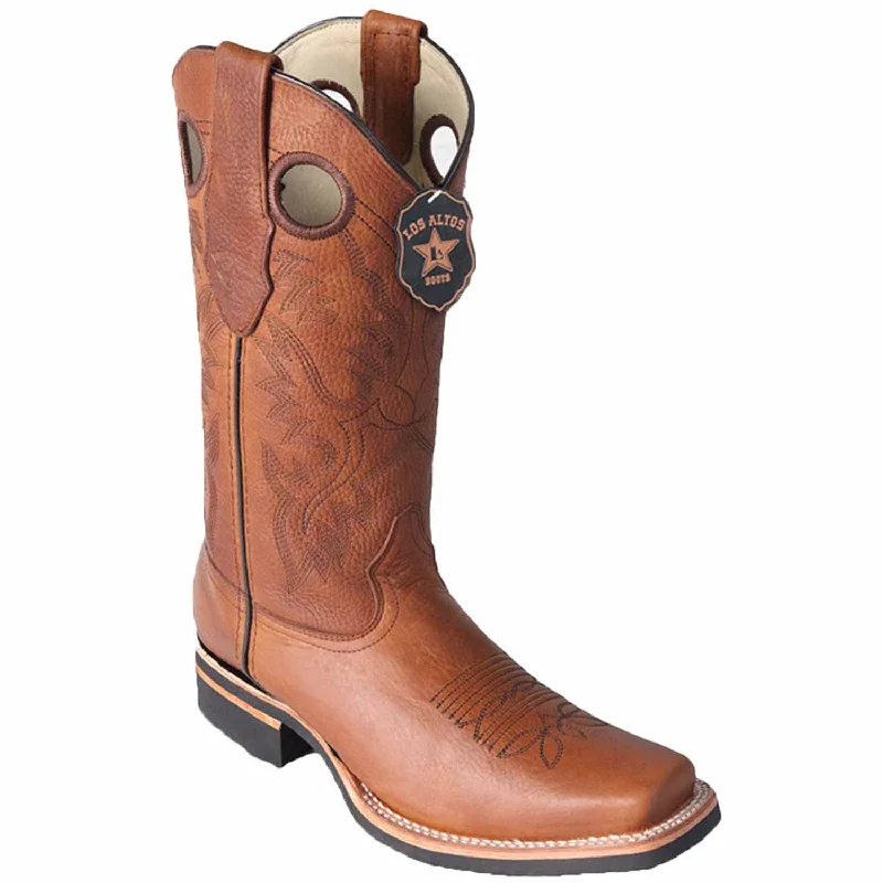 Men's western boots with a suede shaft and a leather soleMen's Los Altos Genuine Leather Rodeo Square Toe Boots 813E2751