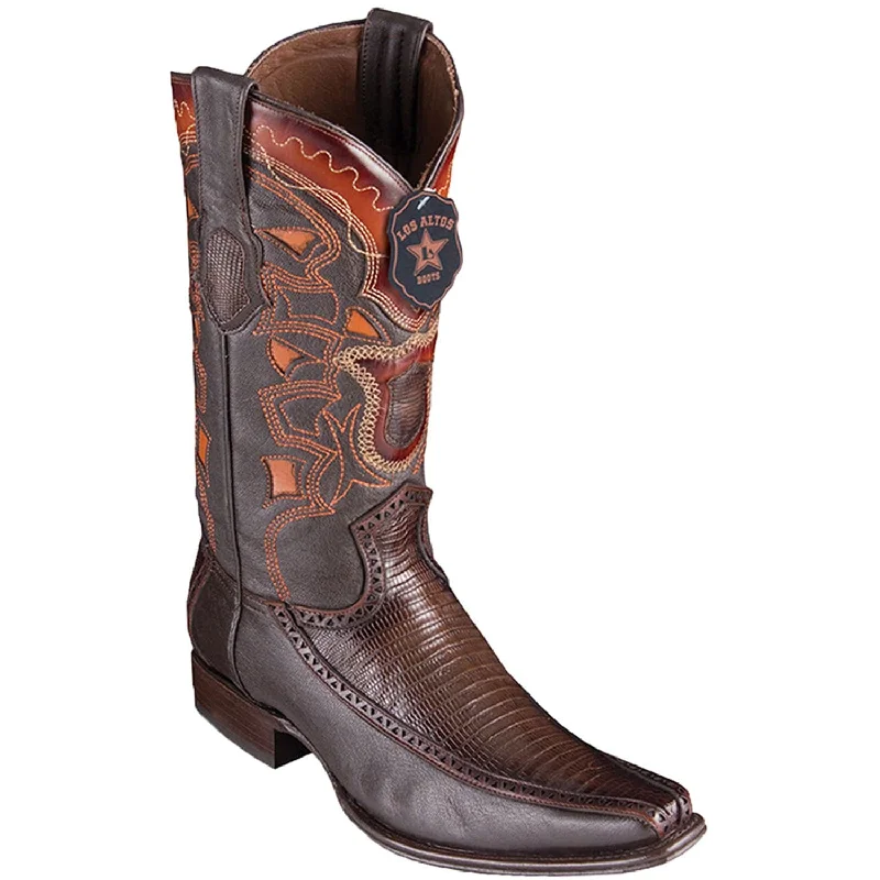 Men's western boots with a rubber sole for traction on various surfacesMen's Los Altos Lizard and Deer Skin European Square Toe Boot 76F0716