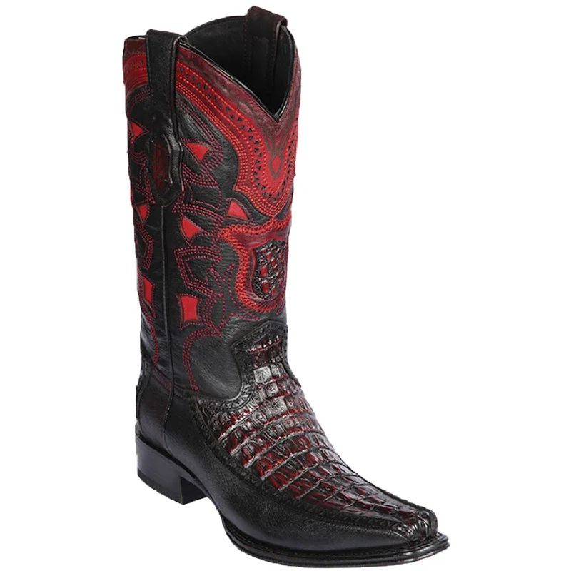 Men's western boots with a decorative concho belt and buckleMen's Los Altos Original Caiman Tail and Deer European Square Toe Boot 76F0118