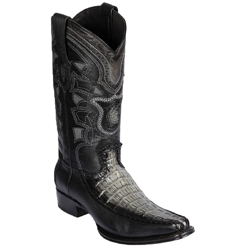 Men's western boots with a rubber sole for traction on various surfacesMen's Los Altos Original Caiman Tail and Deer European Square Toe Boot 76F0138