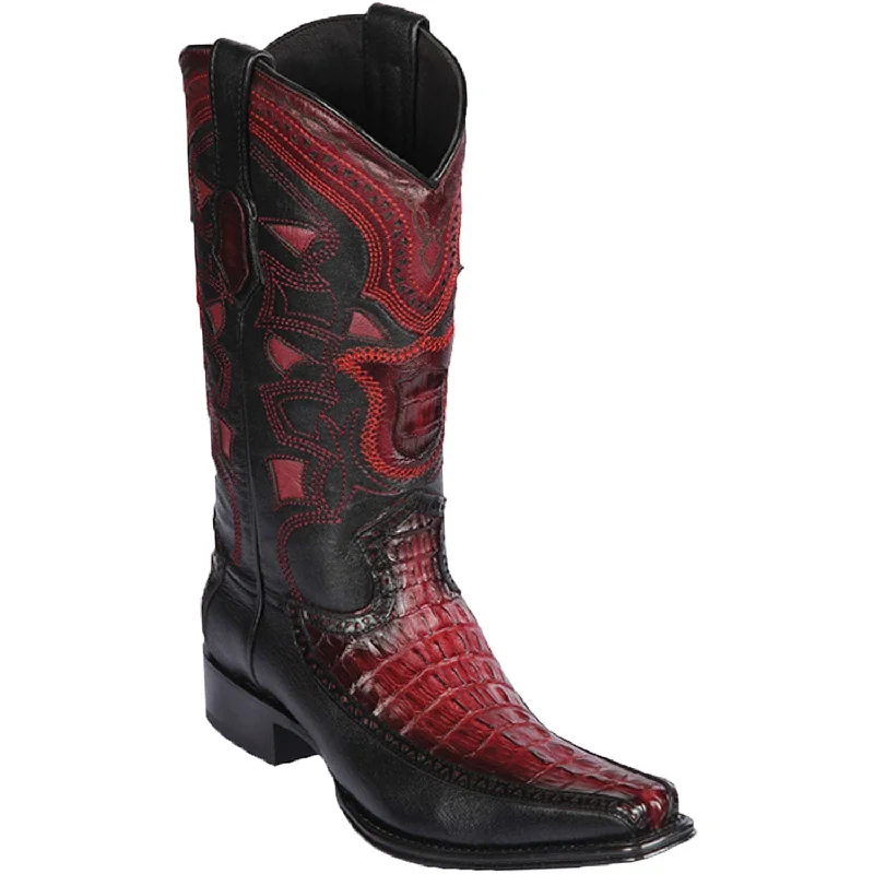 Men's western boots with a high - quality leather upper and a suede liningMen's Los Altos Original Caiman Tail and Deer European Square Toe Boot 76F0143