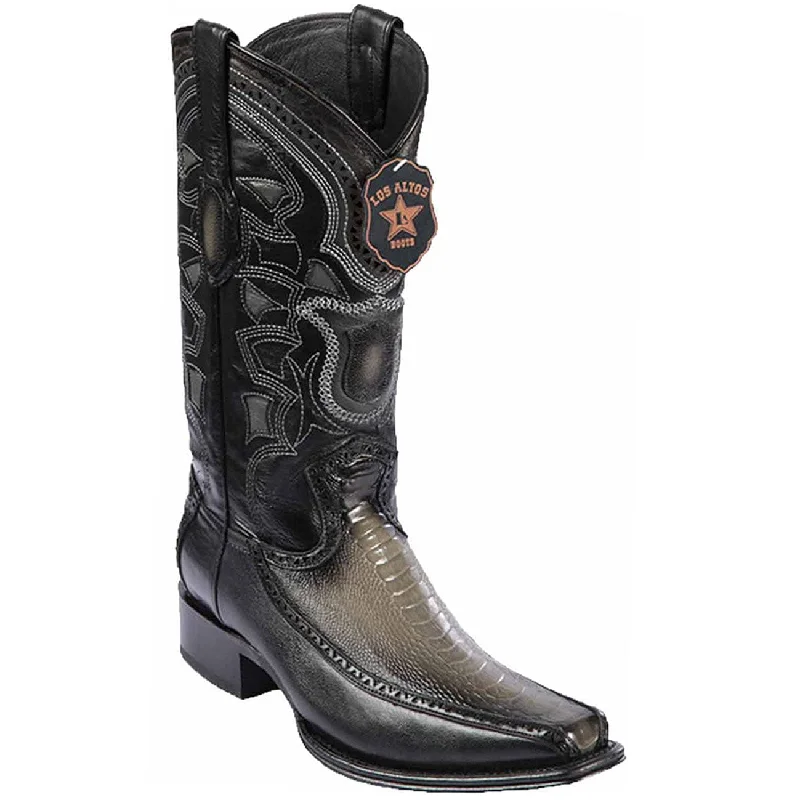 Men's western boots with a high - quality leather upper and a suede liningMen's Los Altos Original Ostrich Leg and Deer European Square Toe Boot 76F0538