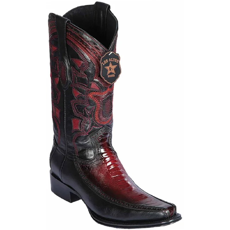 Men's western boots with a leather - wrapped heel and a smooth finishMen's Los Altos Original Ostrich Leg and Deer European Square Toe Boot 76F0543