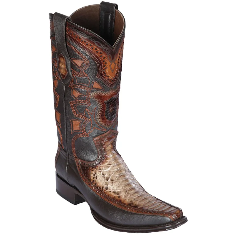 Men's western boots with a suede shaft and a leather soleMen's Los Altos Original Python and Deer European Square Toe Boot 76F5785