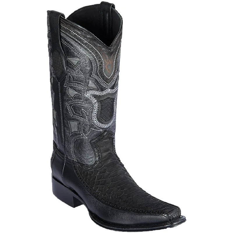 Vintage - style men's western boots with a square toe and spur ledgeMen's Los Altos Python and Deer European Square Toe Boot 76FN5705