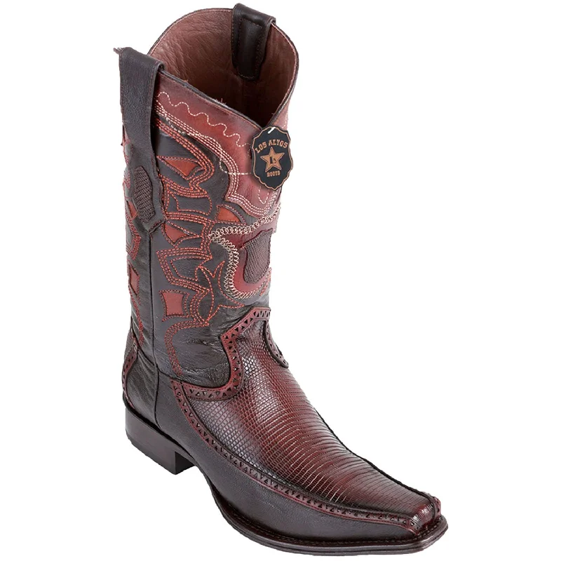 Men's western boots with a leather sole and a heel guardMen's Los Altos Ring Lizard and Deer European Square Toe Boot 76F0616