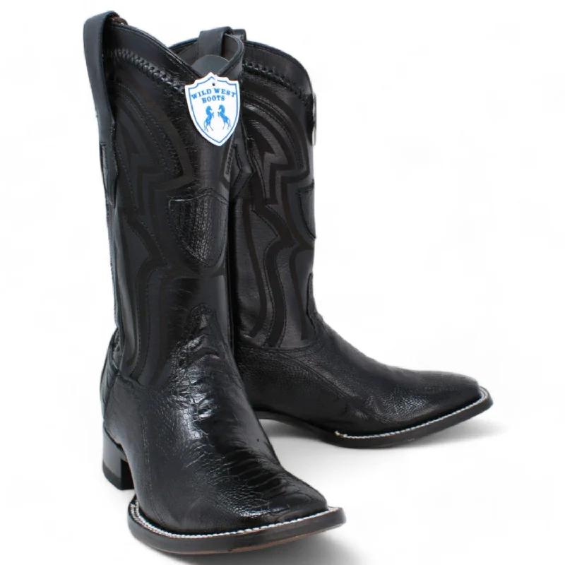 Men's western boots with a concho - studded strap and a pointed toeMen's Wild West Ostrich Leg Ranch Toe Boot 2824L0505