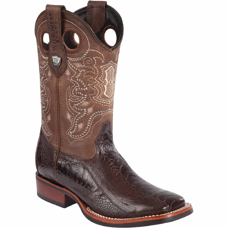 Men's western boots with a rubber sole for traction on various surfacesMen's Wild West Ostrich Leg Ranch Toe Boot 28250507