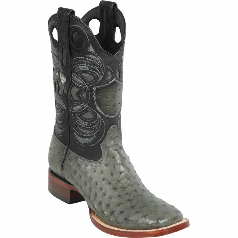 Men's western boots with a concho - studded strap and a pointed toeMen's Wild West Ostrich Skin Ranch Toe Boot 28240309