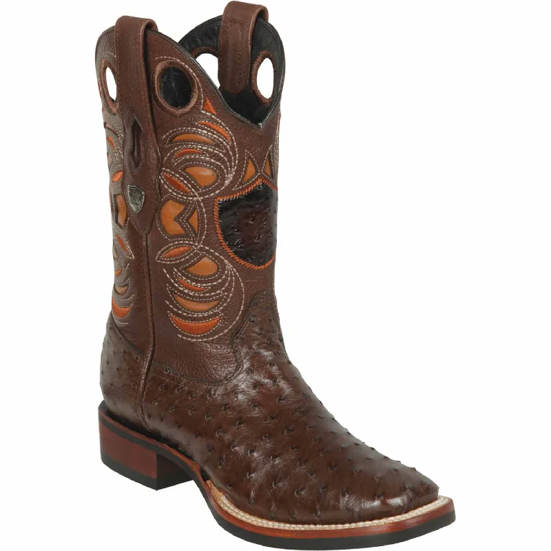 Men's western boots with a traditional western boot silhouette and a polished shineMen's Wild West Ostrich Skin Ranch Toe Boot 28250307