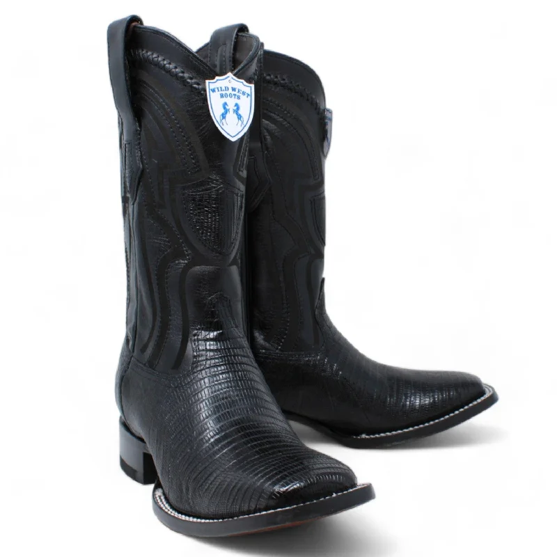 Men's western boots with a scalloped edge and a pull - on strapMen's Wild West Teju (Lizard) Ranch Toe Boot 2824L0705