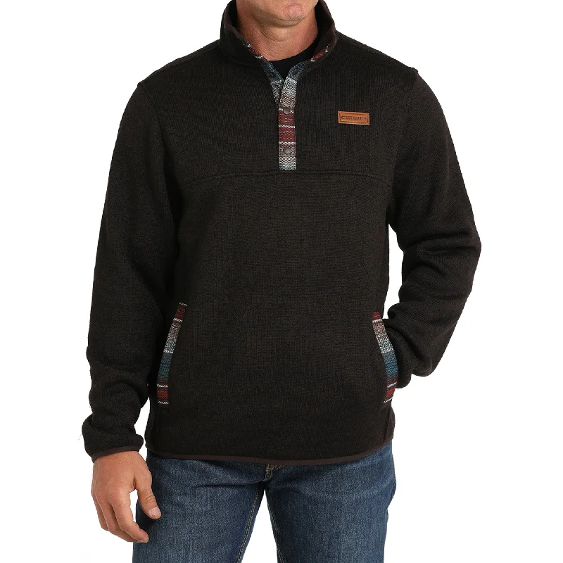 Men's western boots with a leather - wrapped heel and a smooth finishCinch Men's 1/4 Snap Knit Pullover