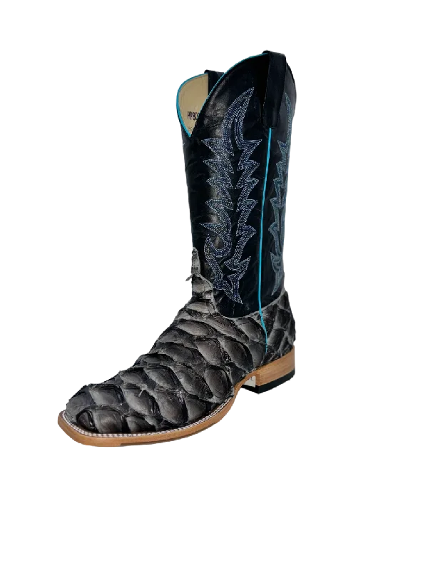 Men's western boots with a concho - studded strap and a pointed toeHorsepower Top Hand Men's Mockingbird Big Bass