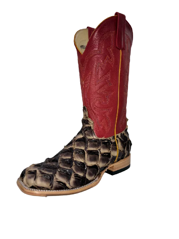 Men's western boots with a traditional western boot silhouette and a polished shineHorsepower Top Hand Men's Petrified Oak Big Bass