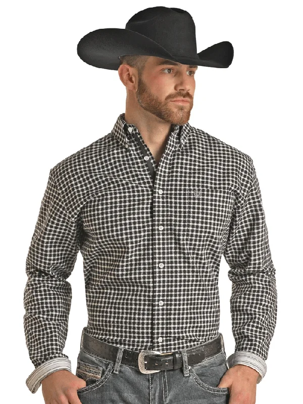 Men's western boots in a rich brown or black leatherPanhandle RMB2S02827 Mens Long Sleeve Button Down Western Shirt Black