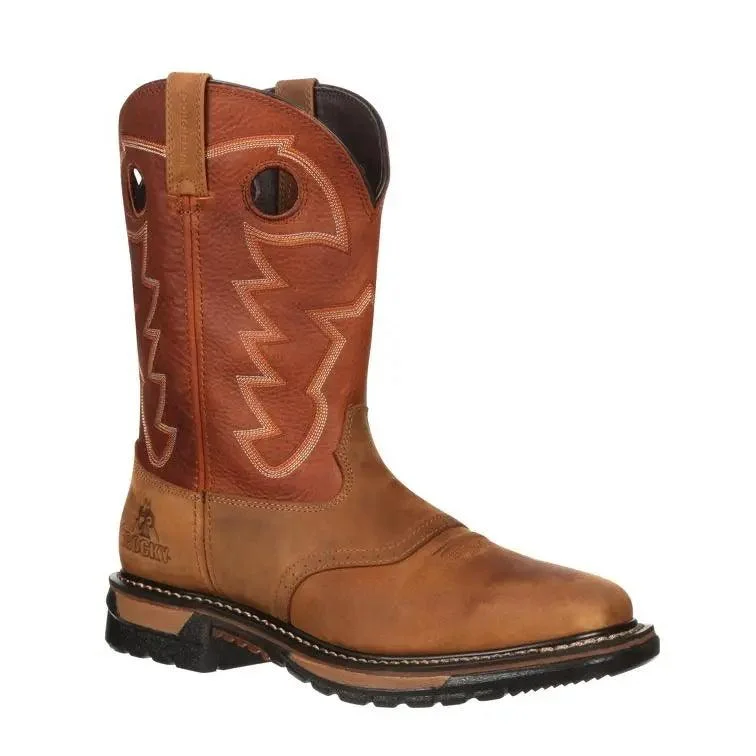 Men's western boots with a leather - wrapped heel and a smooth finishRocky Men’s Original Ride Waterproof Western Boot RKYW039