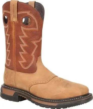 Alligator - embossed men's western boots for a bold statementRocky Men’s Original Ride Steel Toe Waterproof Western Boot RKYW041