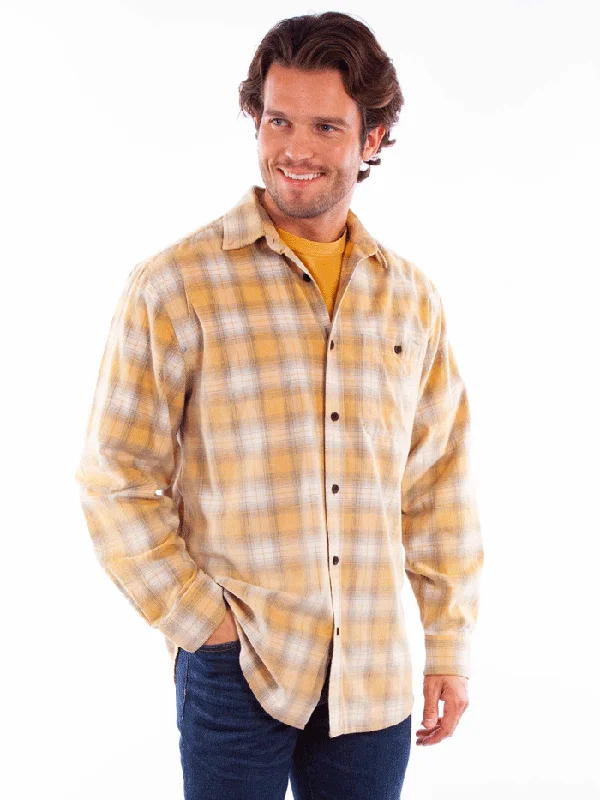 Men's western boots with a silver - toned hardware and accentsScully 5357-NAT Mens Corduroy Long Sleeve Plaid Shirt Natural