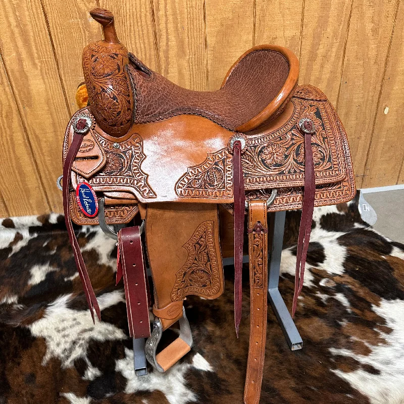 Men's western boots with a leather sole and a heel guardHR Saddlery 15.5 inch Signature Cowhorse Saddle