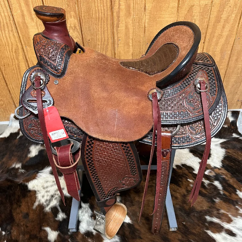 Men's western boots with a decorative concho belt and buckleHR Signature 16 inch Wade Saddle