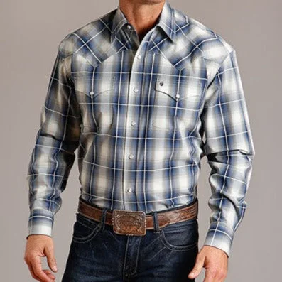 Men's western boots with a rubber sole for traction on various surfacesStetson Men's Crystal Plaid Long Sleeve Western Snap Shirt