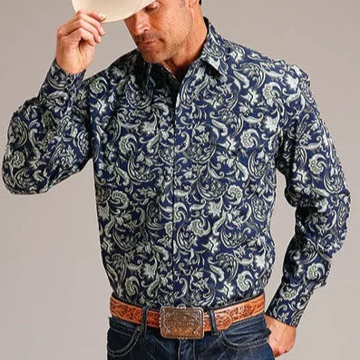 Men's western boots with a leather lining and a padded insoleStetson Men's Detailed Paisley Long Sleeve Western Snap Shirt