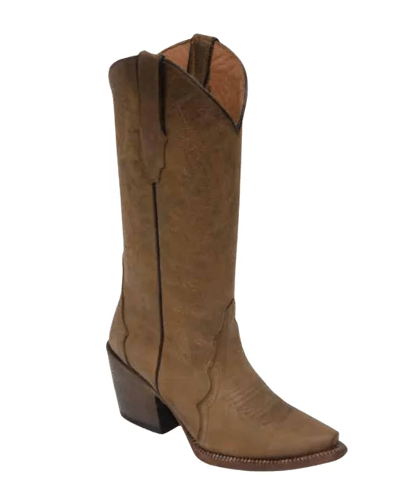 Men's western boots with a high - heeled design and a pointed toeTanner Mark Women's Longview Snip Toe Leather Boots Cognac TML205080