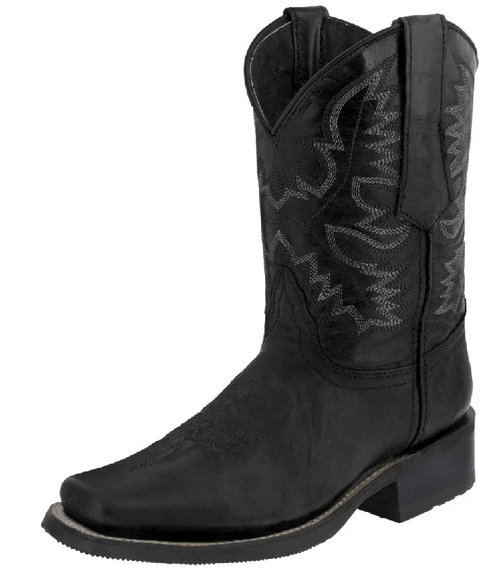 Men's cowboy boots in a dark brown leatherMens Black Western Leather Cowboy Boots - Square Toe